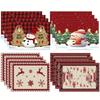 1PC Christmas Tree Santa Claus Snowflakes Print Placemats Christmas Table Mat Linen Placemat for Kitchen Dining Table Decoration