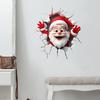 Festive Store Atmosphere Decor Christmas Toilet Sticker, Funny Santa Claus Lid Tank 3D Hole Effect Wall Art Self-Adhesive Waterproof PVC Decal