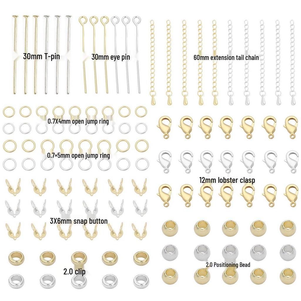 14/18K Gold-Filled Lobster Clasp End Cap, 9-Pin Open Jump Ring, Extension Chain for Handmade Jewelry DIY Accessories