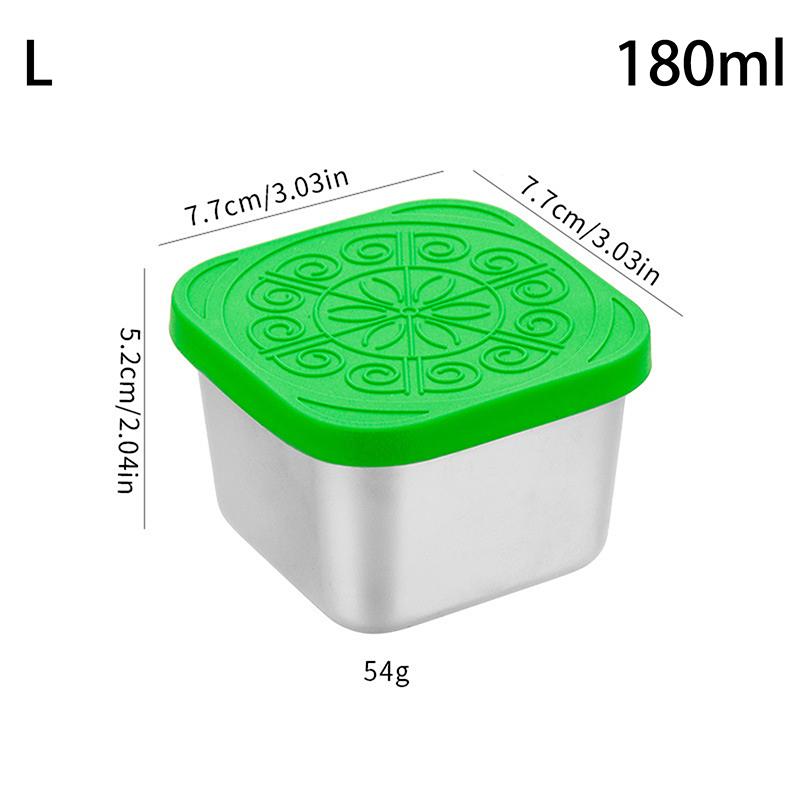 1/2 Pcs Stainless Steel Salad Box Snack Seasoning Container With Silicone Lids Leakproof Stackable Dressing Food Storage Box