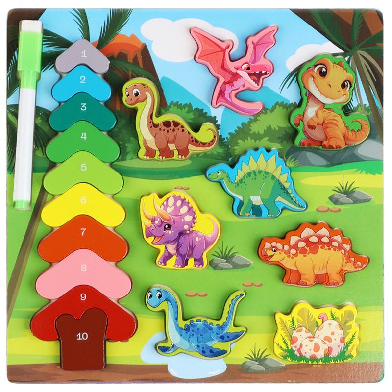 Double-Sided Wooden Animal Matching & Fishing Puzzle Toy for Early Education