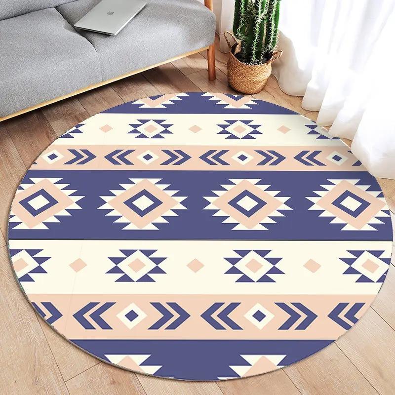 Retro Mandala Round Carpet Living Room Sofa Carpet Simple Home Decoration Bedroom Floor Mat Kitchen Bathroom Anti-slip Mat