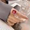 Jewelry Copper Bottom Gold-Plated Retro Simulation Color Treasure Red Corundum Fat Square 14 * 16 Retro Ring Women