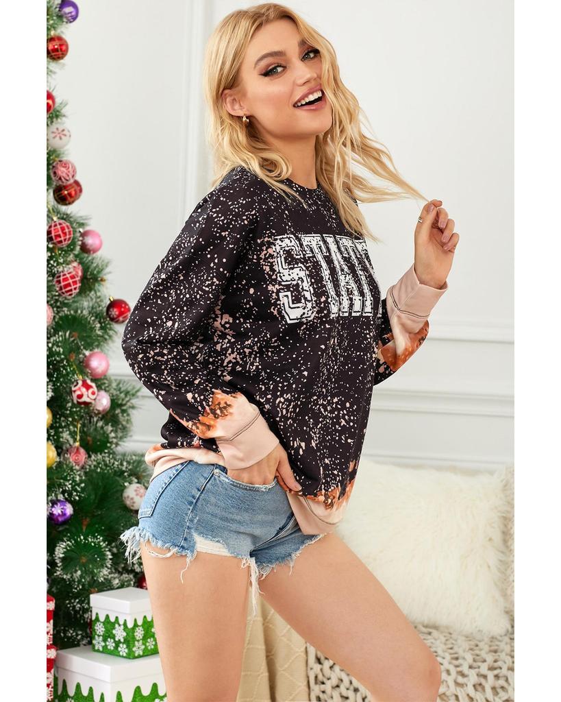 Azura Exchange Black Bleached Sweatshirt