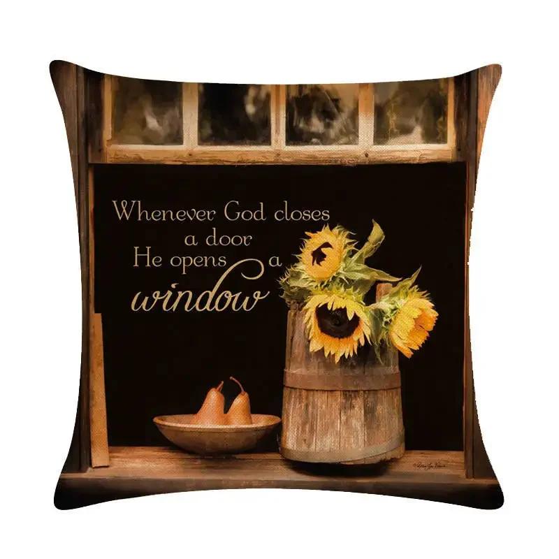 New 45*45Cm Yellow Sunflower Pillowcase Linen Pillowcase Home Sofa Decorative Cushion Cover