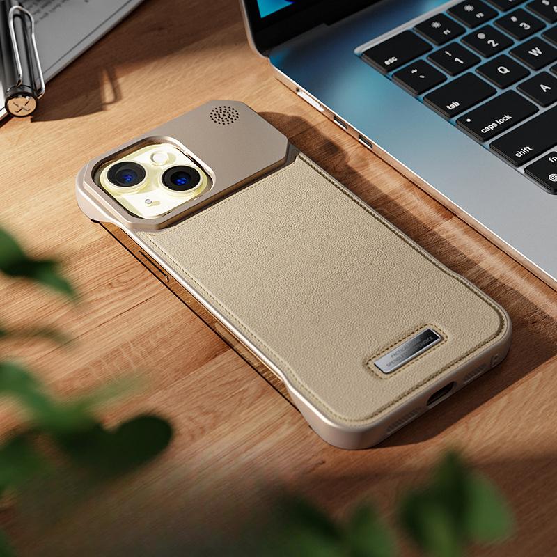 Suitable for IPhone16 Mobile Phone Case Apple 15pm Aluminum Alloy Lens Samsung S25ultra Frameless Leather Case