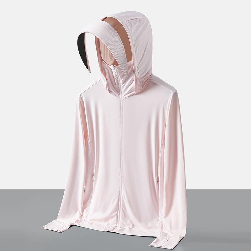 Original yarn ice silk sunscreen clothing for women upf10 + removable brim cool jacket UV protection cycling sunscreen clothing for men