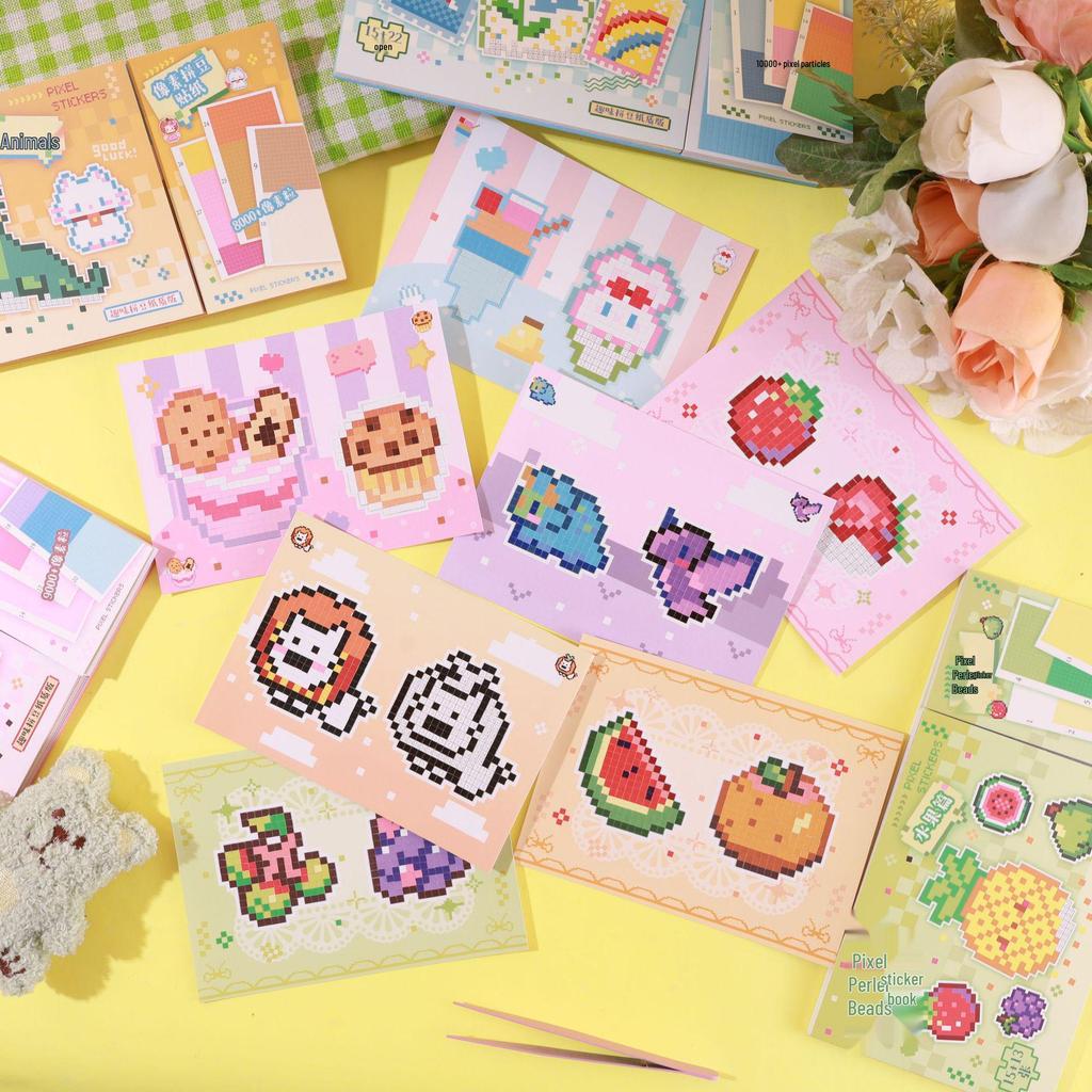 Mini Pixel Cartoon Bead Stickers: Cute Educational Toy for Crafting