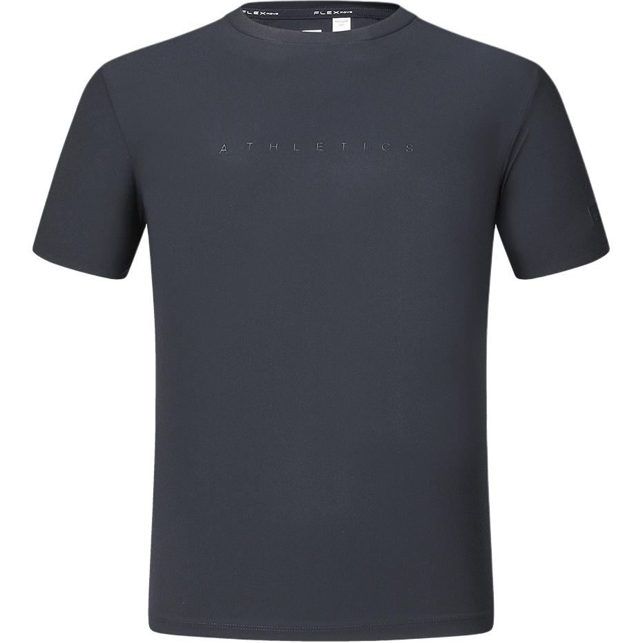 Fila Fitness Series Printed Letter Knitted Solid Color Straight-Cut Round Neck Short Sleeve T-Shirt Men Tops Deep-Gray A11M421119F-DY