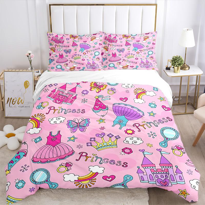 Princess Fantasy World Print 3Pcs Bedding Setduvet Cover With 2 Bedropillowcase Home Birthday Gift