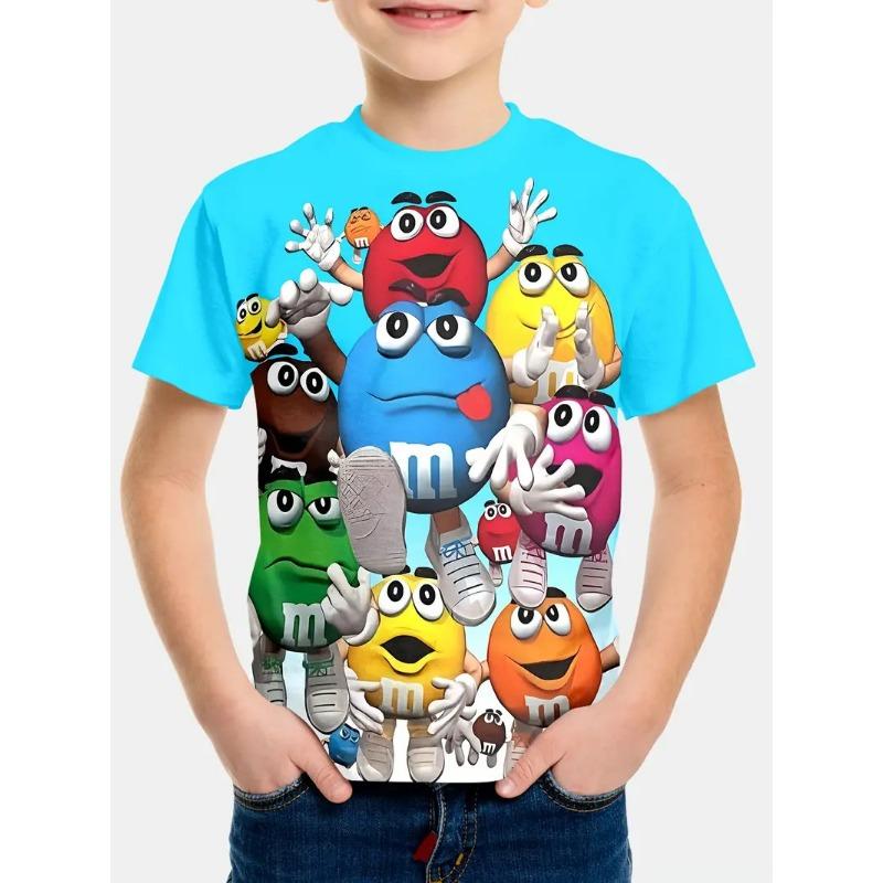 Personalisiertes Splicing 3D-gedrucktes Kinder-Sommer-Kurzarm-Rundhals-Jungen-Top-T-Shirt