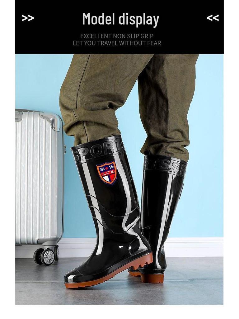 Men's High-Top Waterproof Non-Slip Work Boots with Rubber Sole