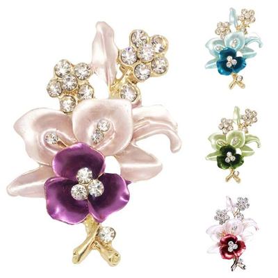 Elegantní ženy drahokamu květina smalt brož Pin Cardigan šátek Corsage šperky
