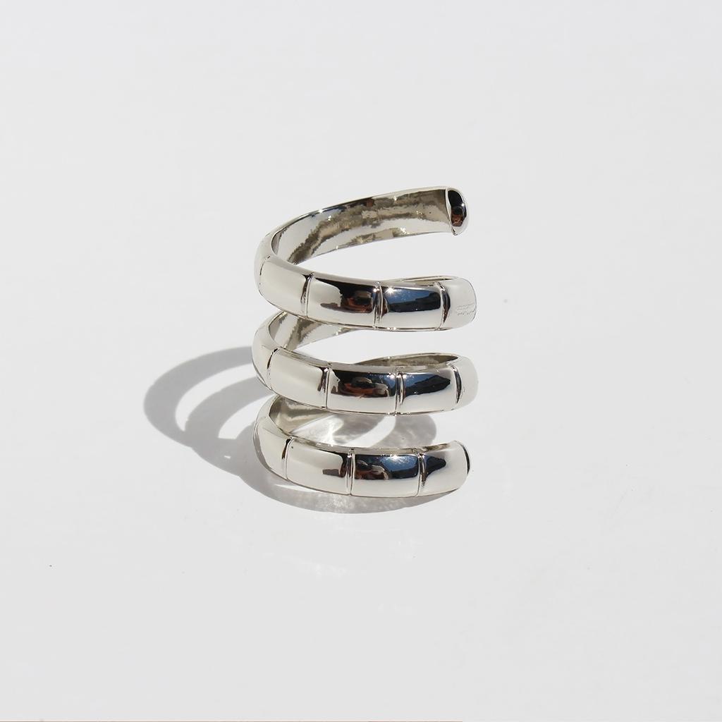 Brass Plated Real Gold Niche Fashionable Bamboo Spiral Multi-Layer Wide Version Ring Ring Ring Stacked Wearing 892