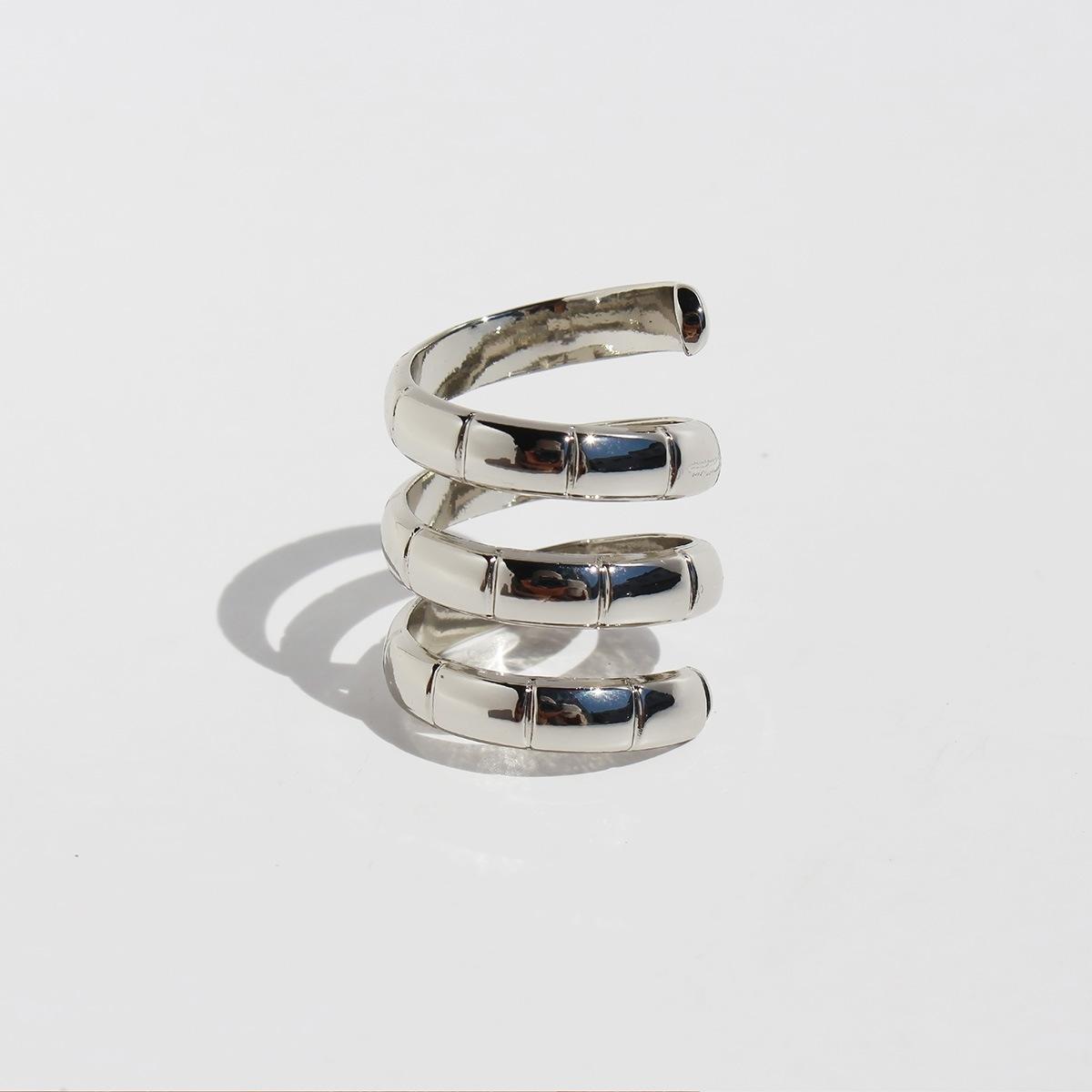 

Покрытая латунью настоящая золотая ниша модная бамбуковая спираль многослойная широкая версия кольцо кольцо кольцо сложенное ношение 892 белого золота