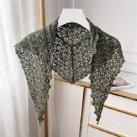 Small Shawl Short Sunscreen Wraps Small Scarf Outside Spring and Summer Thin Flower Lace Hollow Shawl