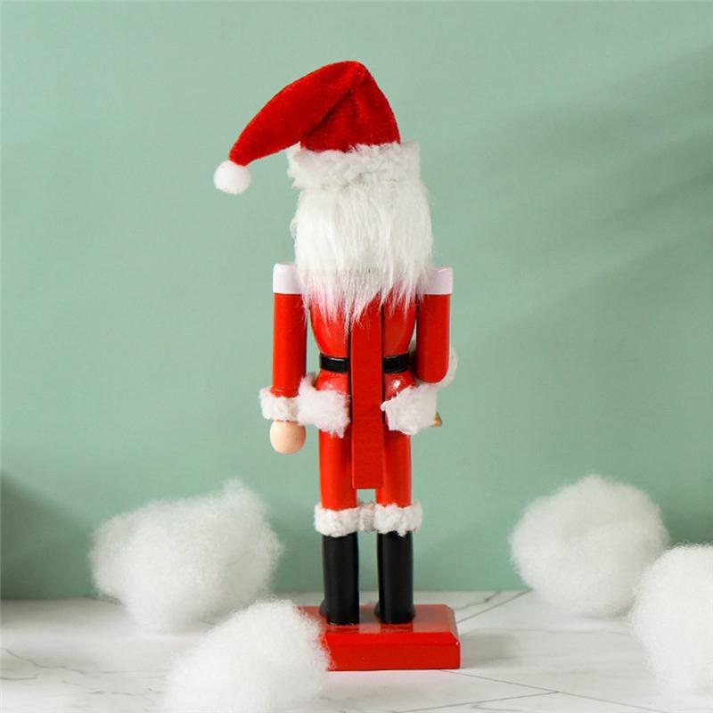 AEE4-1 PCS Wood 25CM Wood Nutcracker Santa Figure Ornaments Christmas Home Decor Present Ornaments