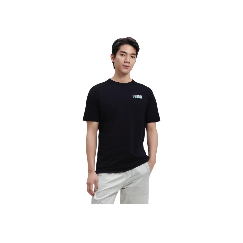 Puma Solid Color V-Neck Sports Short Sleeve T-Shirt Men Tops Black 848756-01