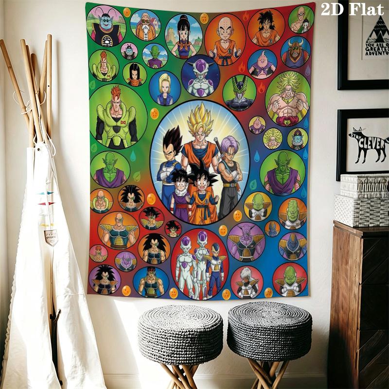 Dragon Ball Wall Tapestry Aesthetic Wall Hanging Printed Fabric Blanket Decorative Tapestries For Bedroom Living Room Home Decor