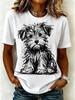 New Women's Streetwear Short-Sleeve T-Shirt Minimalist-Style Graffiti Pig Print Top Stylish and Comfortable Short-Sleeve Shirt