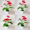 Anthurium Artificial Red Potted Flower For Outdoor Events Decoration Interior