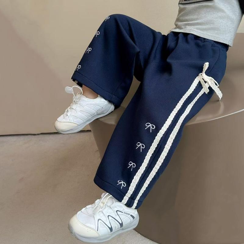 Mädchen Schleife Gerade Hosen Herbst Frühling Kinder Mode Weite Hosen Herbst Neu Kinder Elastisch Lässig Jogginghosen