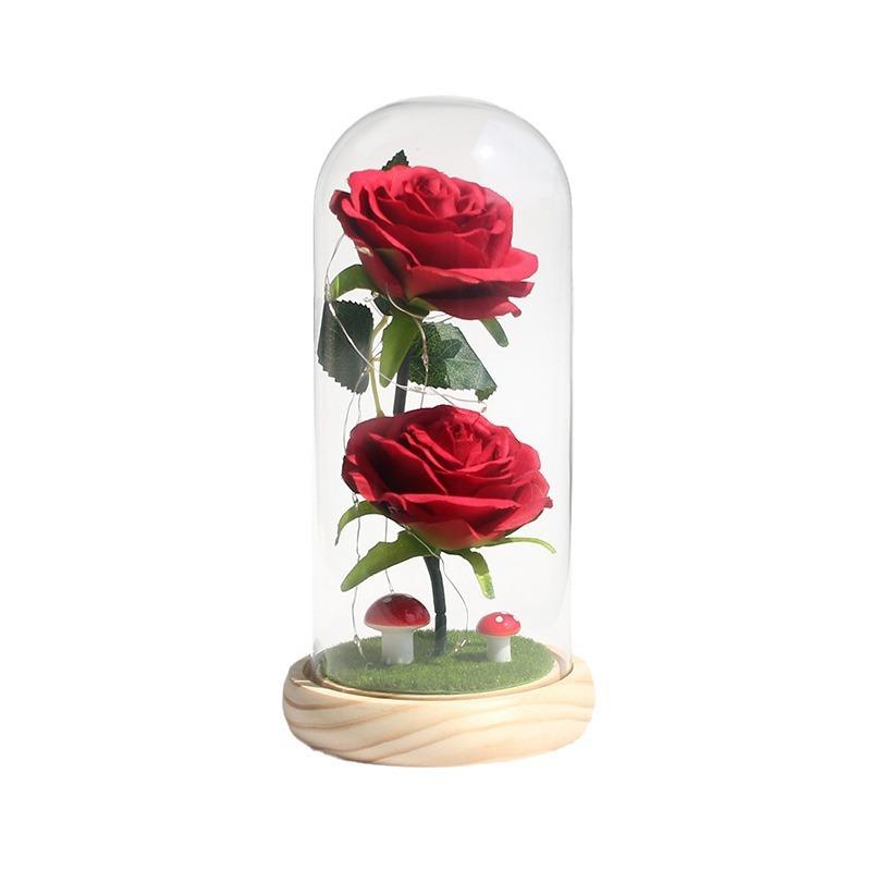 110 Valentine's Day gift high-end glass cover batch + bionic rose ornament finished silk flower lover