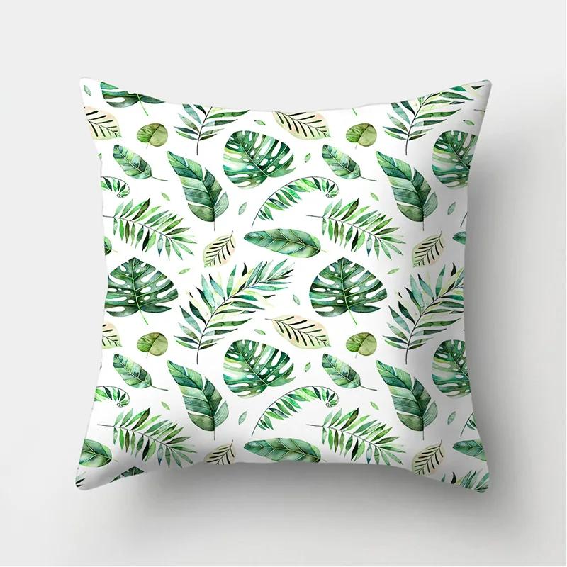 Tropical Palm Leaf Coniferous Decorative Double-Sided Polyester Cushion Cover Pineapple Yellow Green Car Throwing Pillowcase