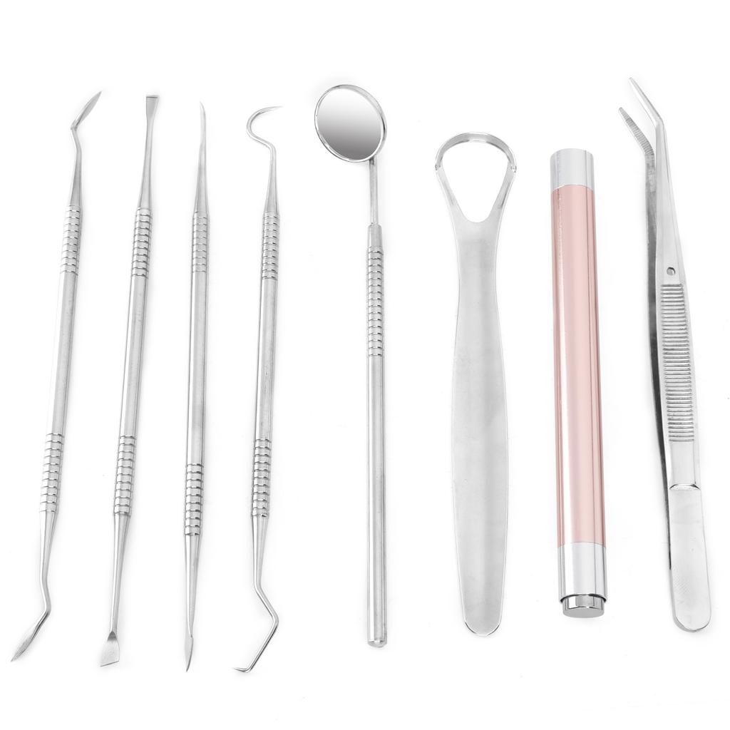 8pcs   set Dental Tartar Scaler Teeth Pick Teeth Tartar Scraper Mouth Mirror Flashlight
