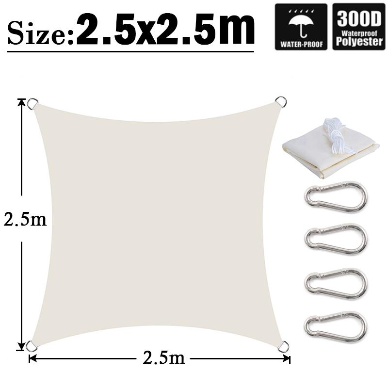 Milky 300D Polyester Waterproof Sun Shade Fabric Sun Shelter Tent Outdoor Triangle Rectangle Awning Garden Terrace Sun Canopy