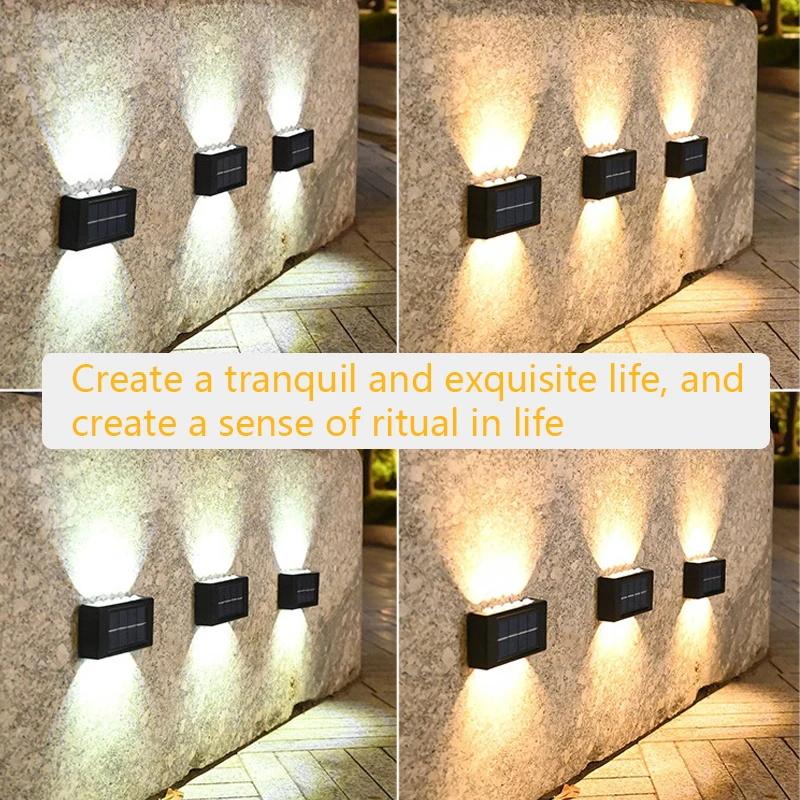 10/8/6/4LEDs Solar Wall Lamp Yard Street Decor Light Outdoor Waterproof Up and Down Luminous Lighting Garden Landscape Lamp