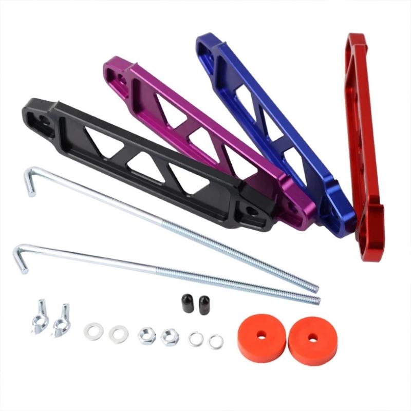 Aluminum Battery Hold Down Set Car Battery Tie Down Fasten Bracket Holder Battery Mount Bracket Automotive Accessories