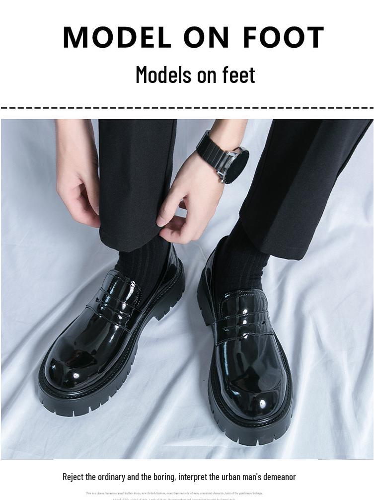 2025 Thick-Soled Black Height-Boost Men's Casual Slip-On Loafers