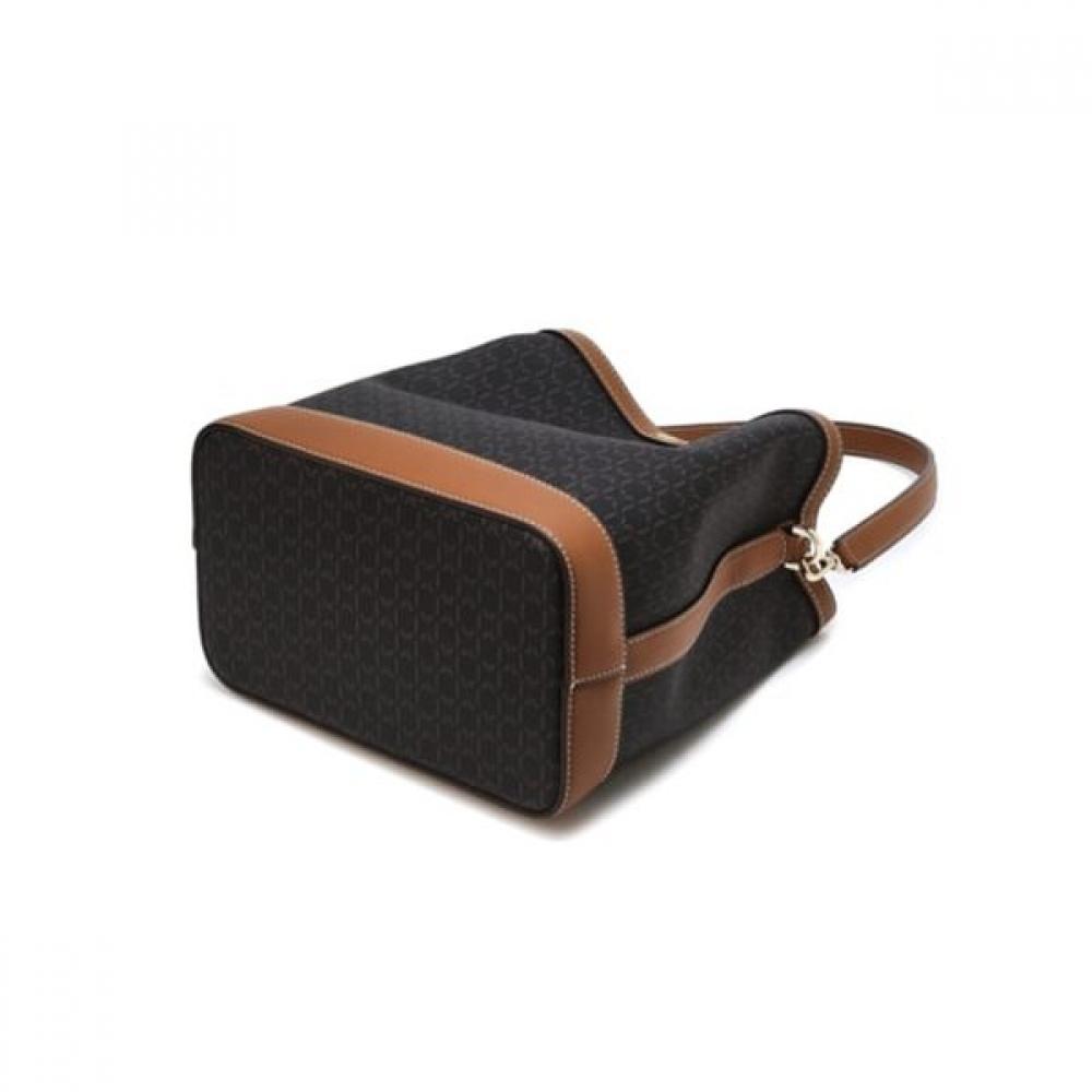 Daks Brown Barnet Dd Pattern Leather Medium Bucket Bag