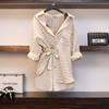 Chic Plaid Slimming Plus Size Summer Three-Piece Suit for Women
