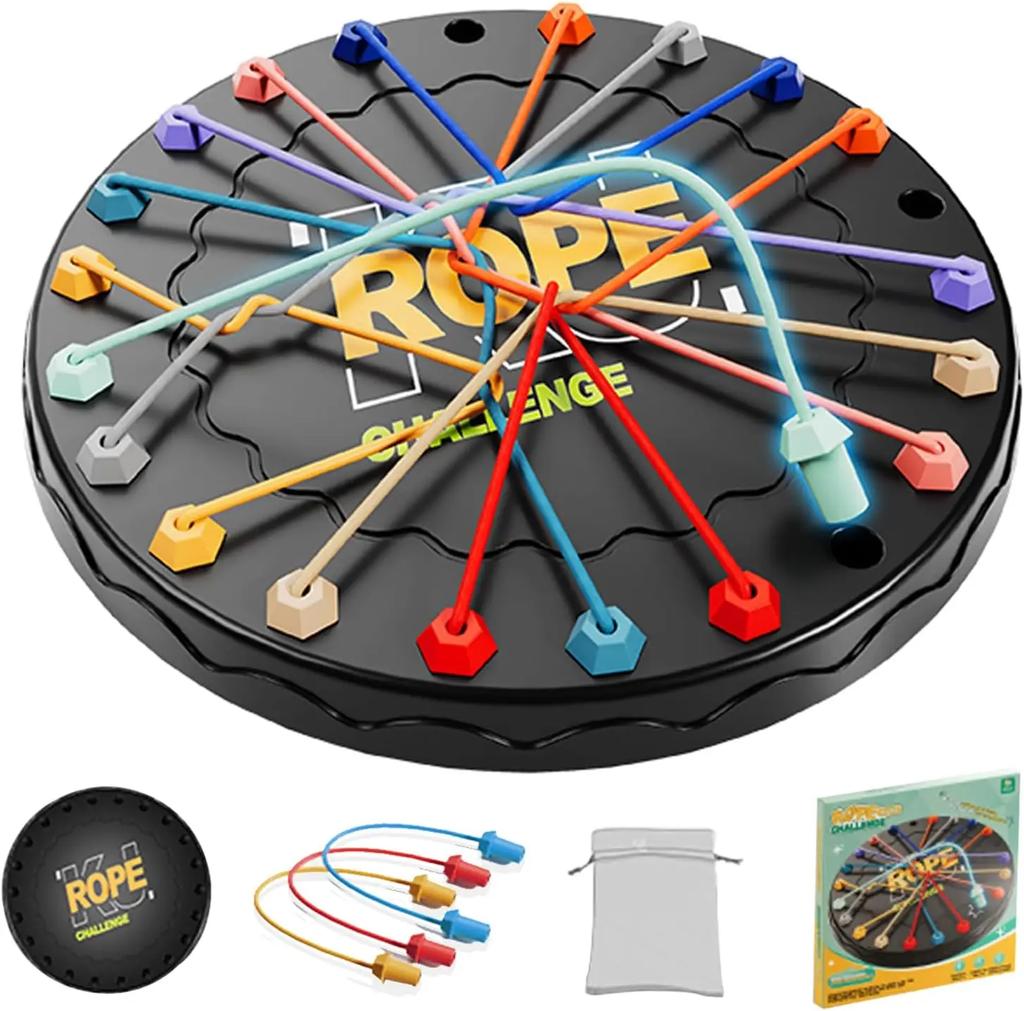 Kid Rope Knots Sensory Social Board Game Logical Thinking Challenge Colore Twisted Connected Line Brain Strategy Fun Table Game