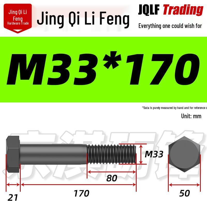 M27-M39 Grade 12.9 Blackened Half-Thread Hexagon Bolt