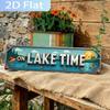2D Flat, 1pc Vintage "On-lake Time" Wall Sign - 10.16x40.64 Cm Minimalist Lake-Themed Decor Suitable for Home, Farmhouse, Cafe, Garage, Porch - Rustic