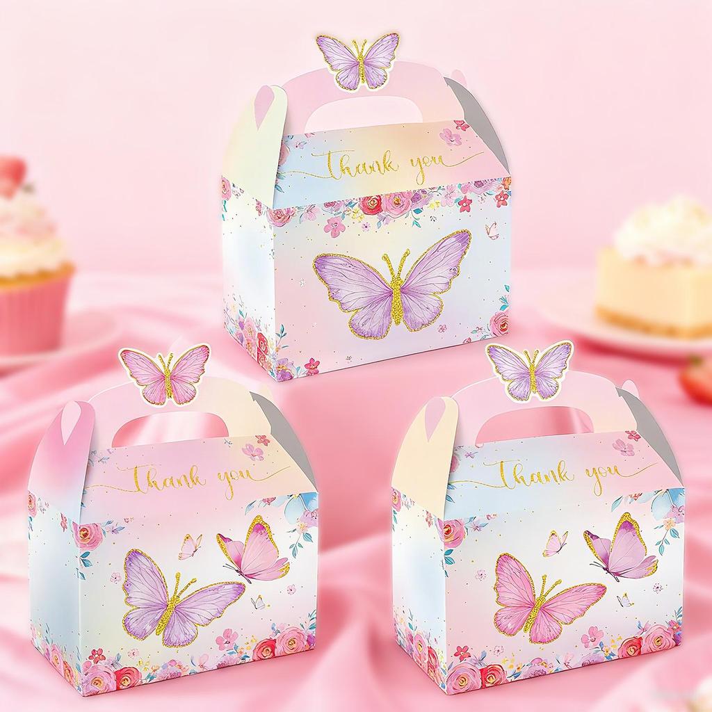 Rosa Schmetterling Teeparty Thema Süßigkeiten Geschenkbox