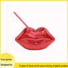 Lip-Shaped Electroplated Plastic Cup with Straw - Couple Drinkware