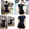 Summer Pool Dress With Collared Splicing Pattern For Beach Vacation And Yoga Practice