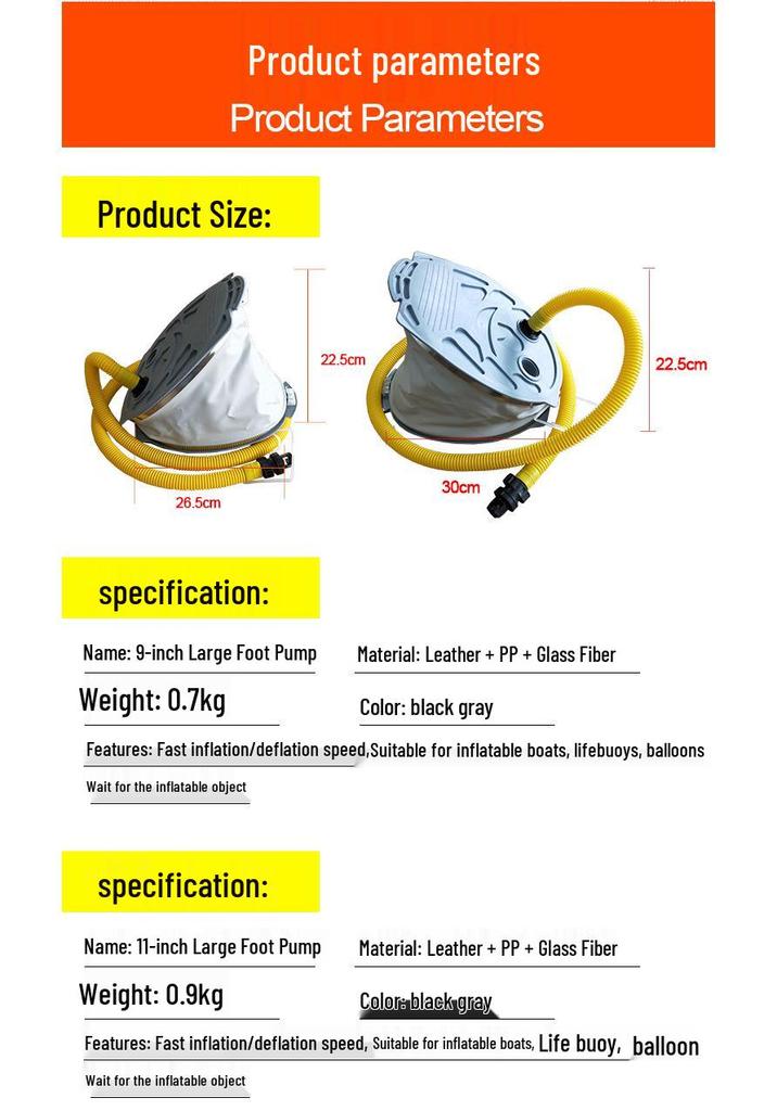 Outdoor Multi-Purpose Foot Pump for Kayaks, Air Mattresses, Pools, and Swim Rings