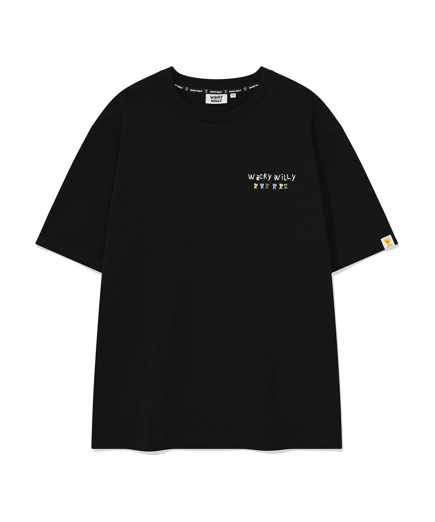 WACKY WILLY Kiki Typographic Short Sleeve T-Shirt Black