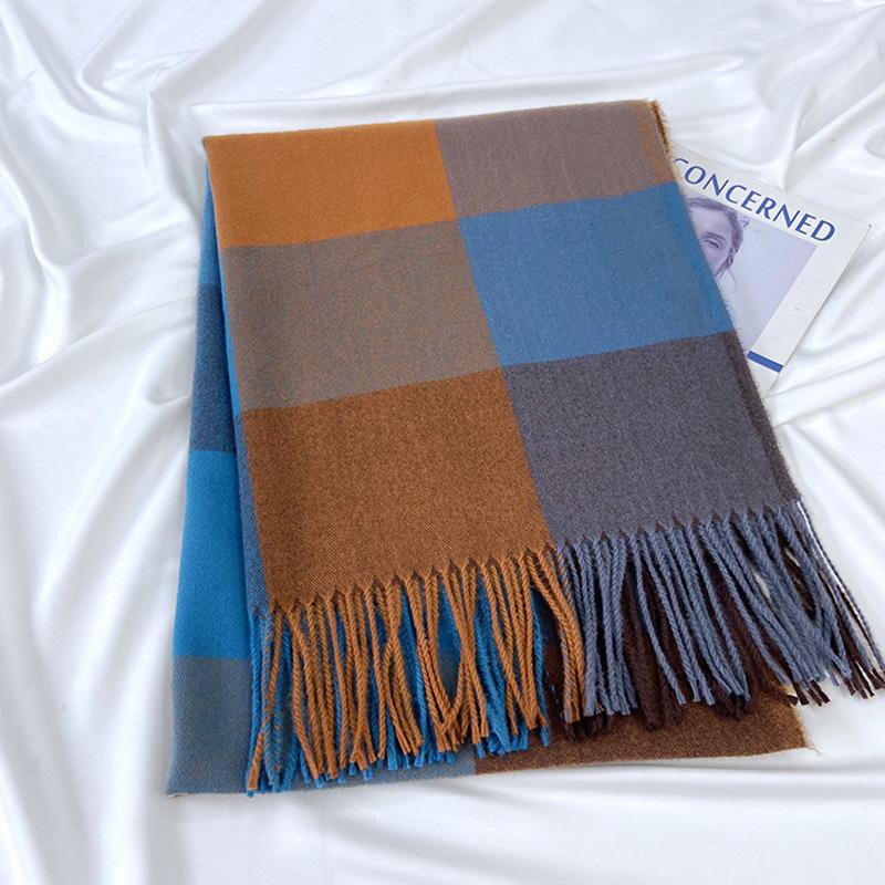 Women Scarf Autumn Winter Warm Cashmere Imitation Large Plaid Shawl