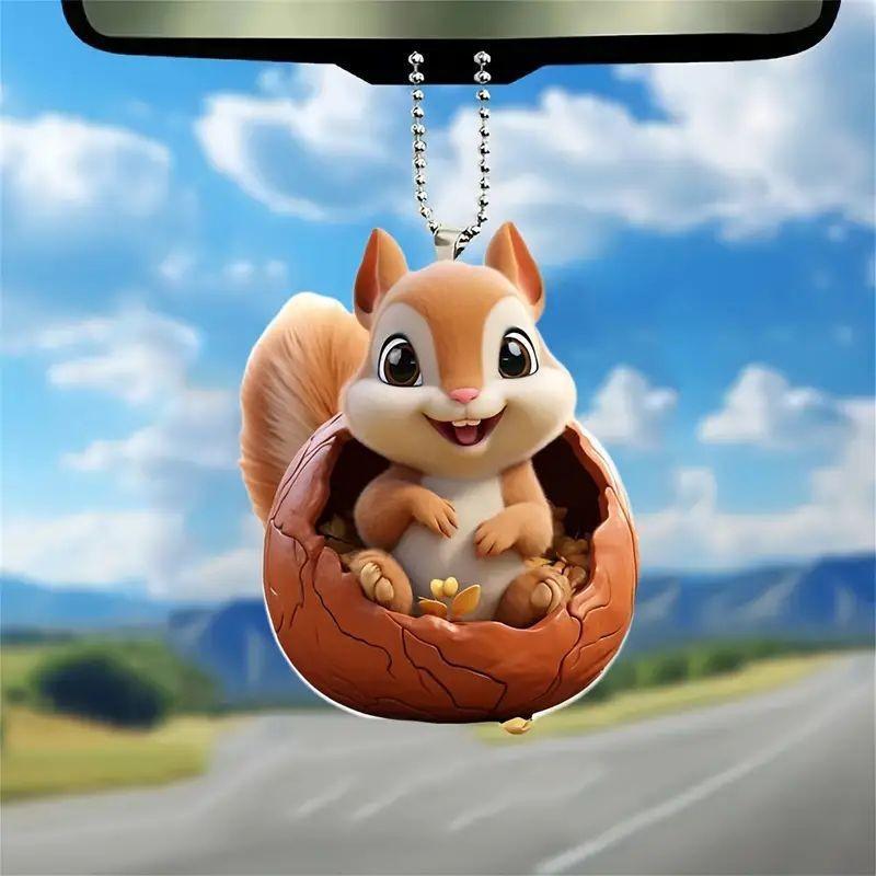 Adorable Acrylic Squirrel Car Pendant Cute Keychain Backpack Decoration Gift