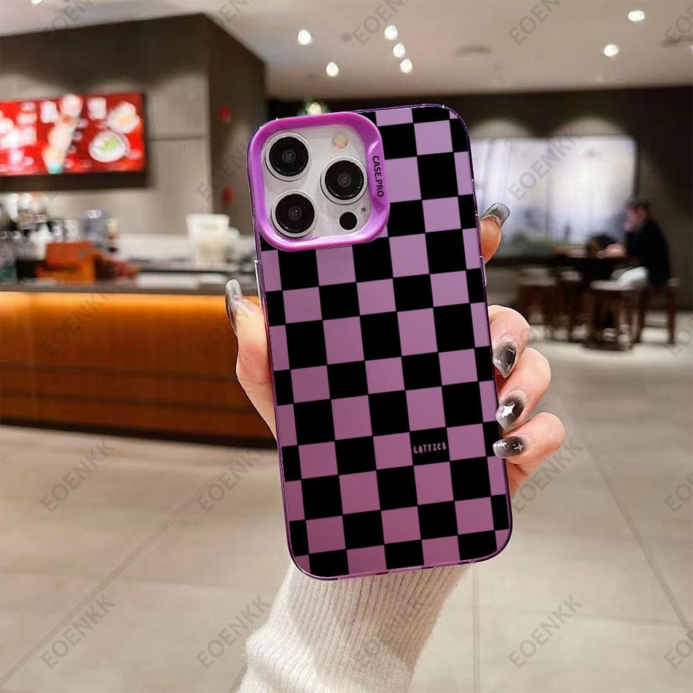 Modern Geometric Checkered Pattern Phone Case For iPhone 11 12 13 14 15 16 Pro Max 7 8 14 15 16 Plus X XR XS Max Protection Case
