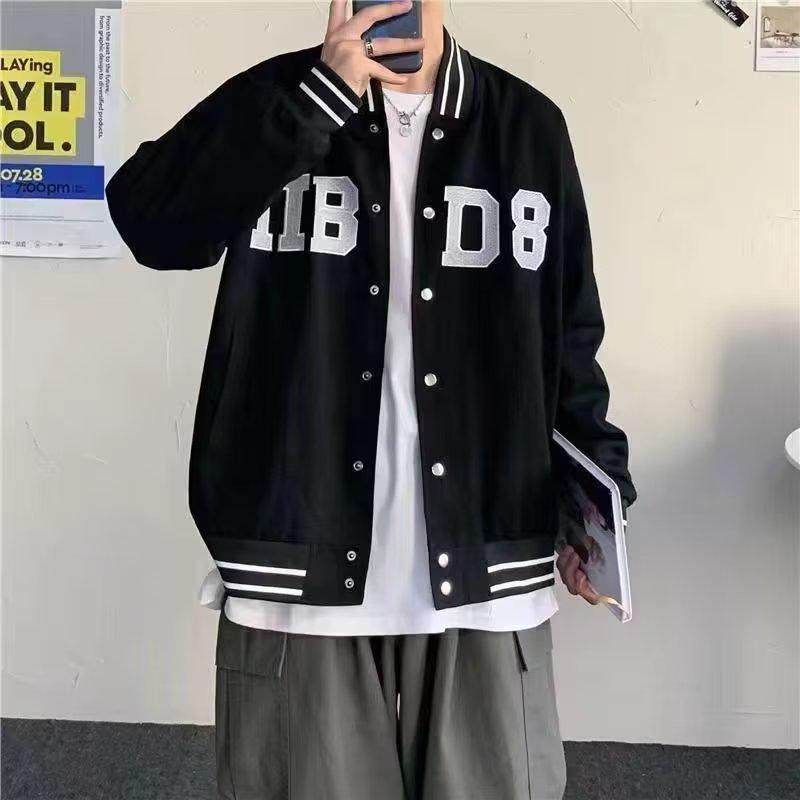 Men's High Street Trend Baseball Jacket - Spring/Autumn Loose Fit, Hong Kong Style Casual Outerwear
