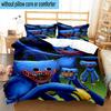 Blue Monster Huggy Family 3pcs Bedding,Including 1pc Duvet Cover And 2pcs Pillowcases Perfect for Christmas,Ideal for Bedroom, Dormitory