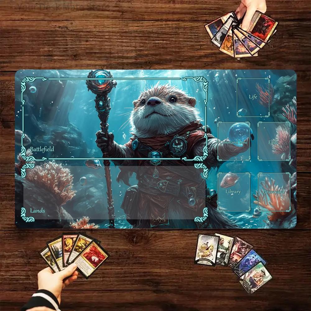 Magic Card Playmat with zone Fantasy magic otter MTG playmat gathering gaming mats Desk Mat Commander Battle playmat magic mat