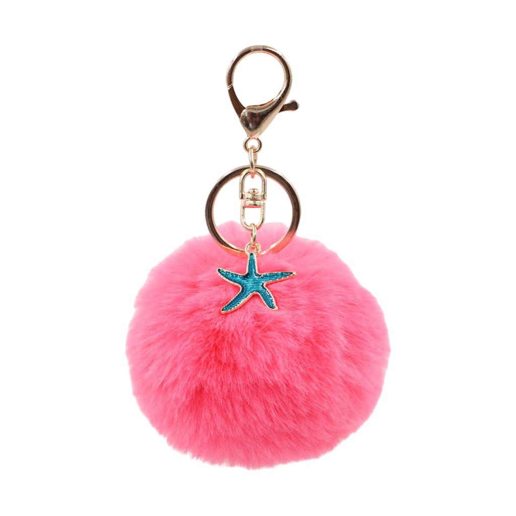Soft Plush Starfish Keychain Accessory Durable Starfish Furry Sphere Keychain Key Chain Accessory for Fashion Lovers